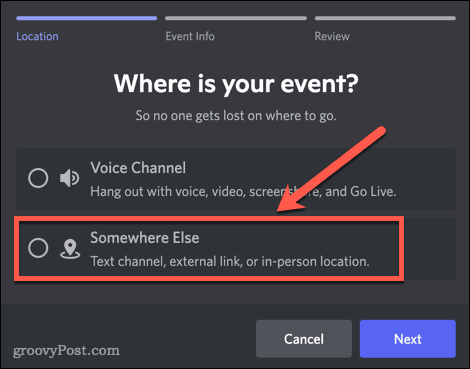 Creating a new Discord event