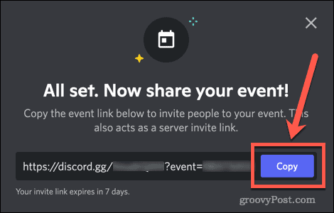 Sharing a Discord event