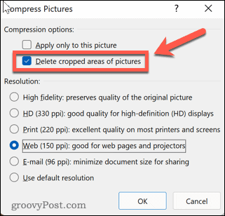 Deleting cropped areas in Excel