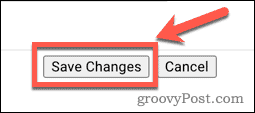 Save changes to Gmail settings