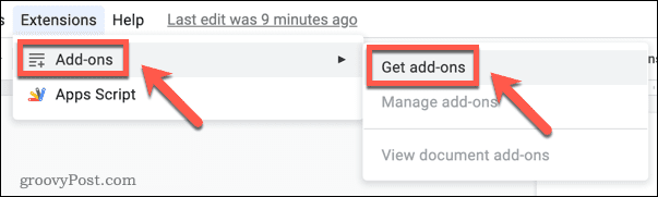 Getting add-ons in Google Docs