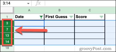 Blank row numbers in Google Sheets
