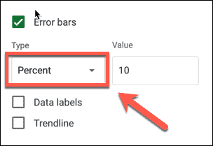 Creating an error bar in Google Sheets