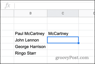 Extracted text in Google Sheets