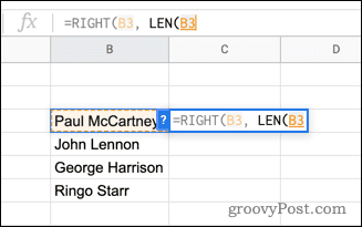Using the LEN function in Google Sheets