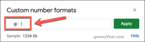 Selecting a number format in Google Sheets