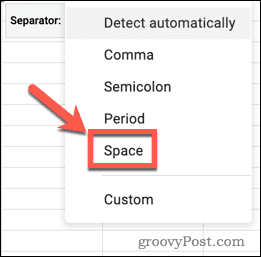 Seperating text in Google Sheets