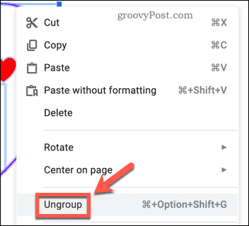 Alternative method to ungroup items in Google Slides
