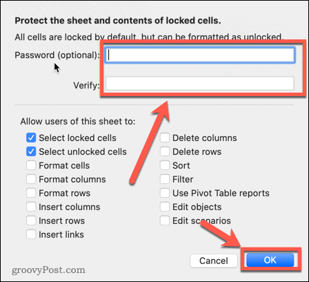 excel protection password