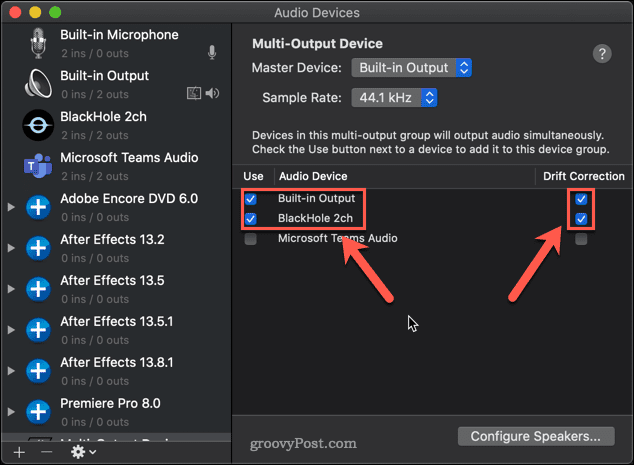 select audio devices in blackhole