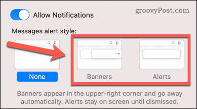 banners and alerts mac