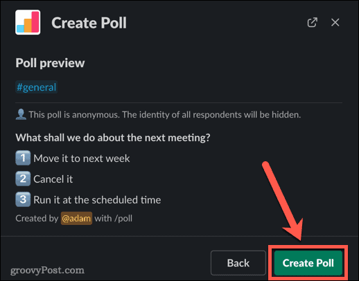 slack create simple poll