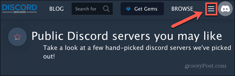 discord server menu
