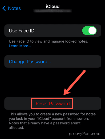 iphone reset notes password