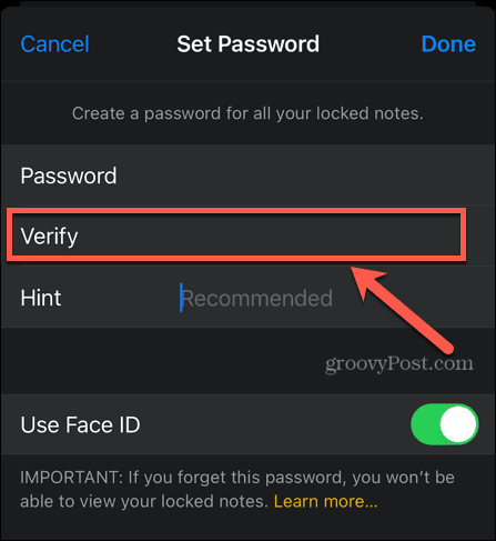 iphone verify password