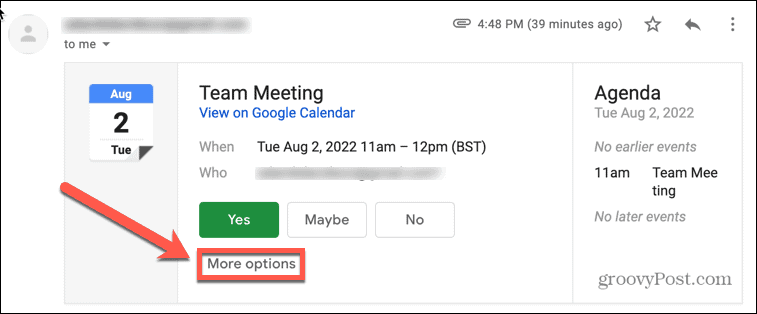 google calendar gmail more options