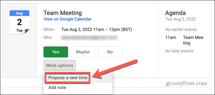 google calendar gmail propose new time