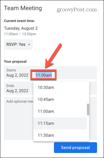 How a New Time in Google Calendar