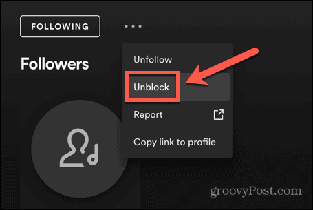 unblock followers on spotify