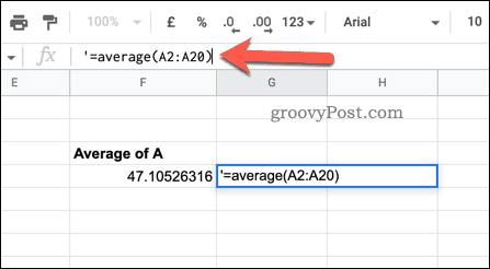 Turning a formula into a text string in Google Sheets