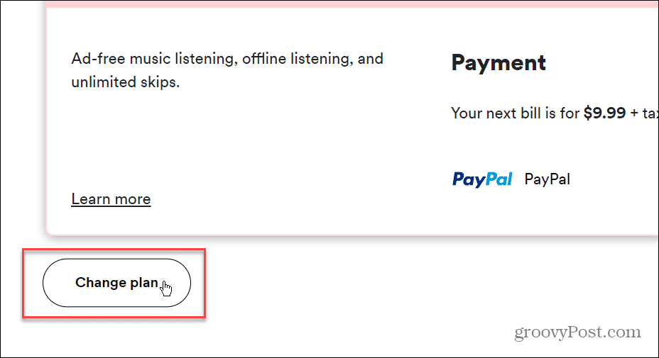 Change Payment Method on Spotify