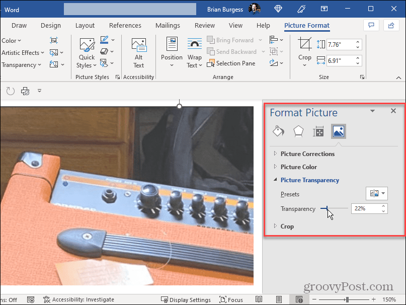 Make an Image Transparent in Word