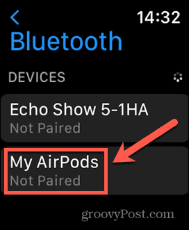 apple watch not paired airpods
