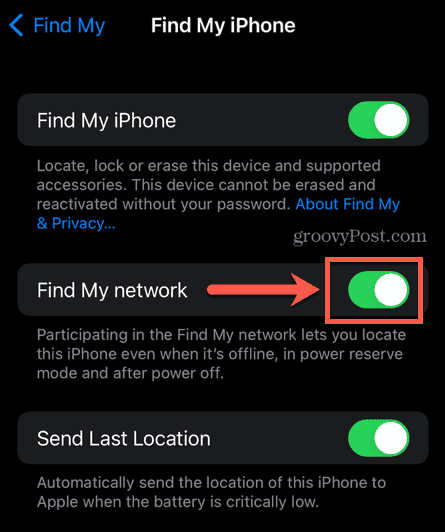 iphone find my network