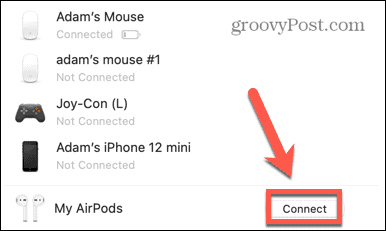 mac connect airpods