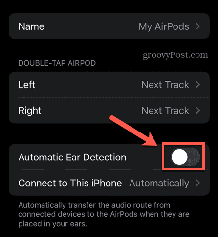 airpods automatic ear detection off