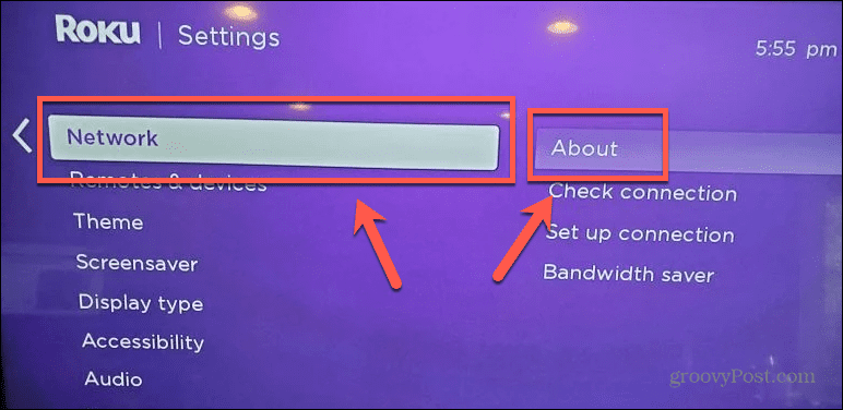 roku about network