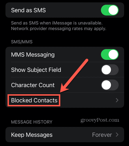 сообщения iphone заблокированные контакты