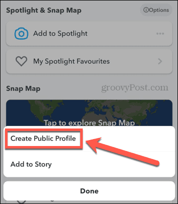 snapchat create public profile