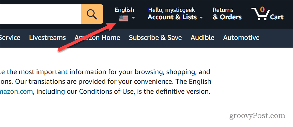 Change Language on Amazon