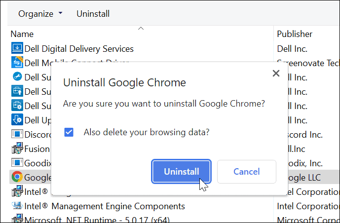 uninstall browser