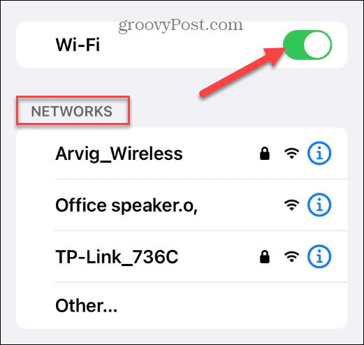 pick network to connect iphone