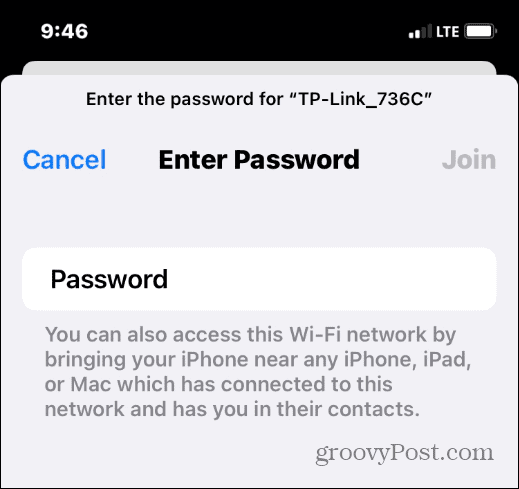 enter wi-fi network password