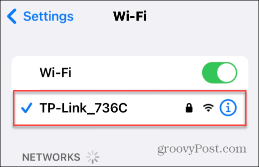 new network password connected