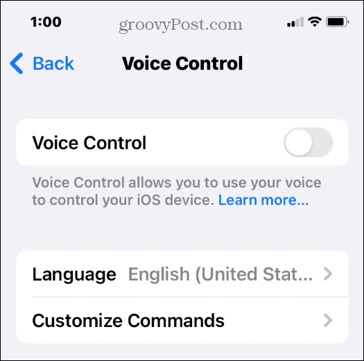 voice control disabled