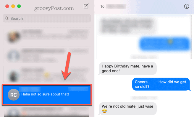 mac select messages conversation