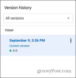 google docs empty version history