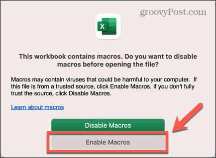 excel enable macros mac