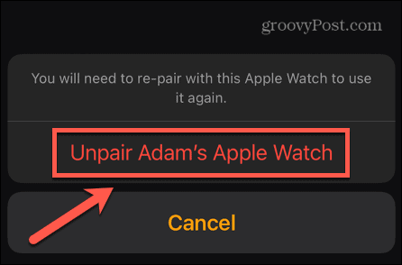 apple watch confirm unpair