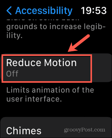 apple watch reduce motion settings