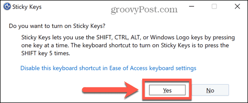 enably sticky keys windows