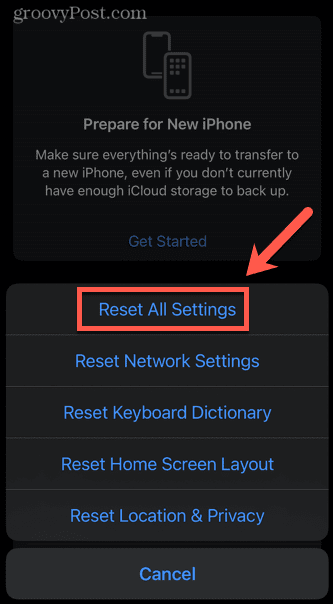 iphone reset all settings