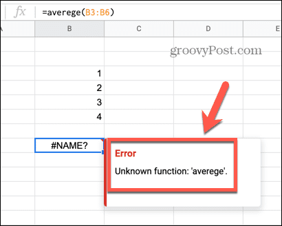google sheets unknown function