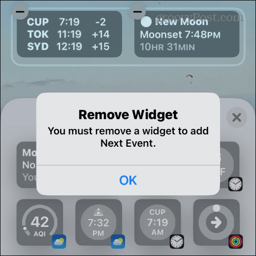 remove widget error