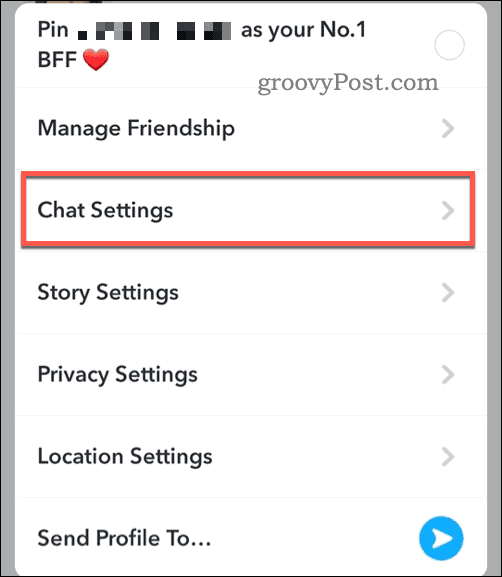 Open Snapchat chat settings