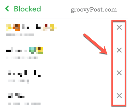 Remove a blocked user from the Snapchat blocked user list
